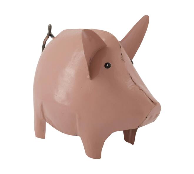 Statue pig metal 28x15x22cm - Pink