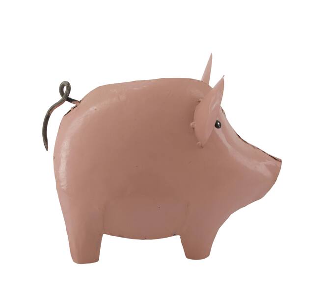 Statue pig metal 28x15x22cm - Pink