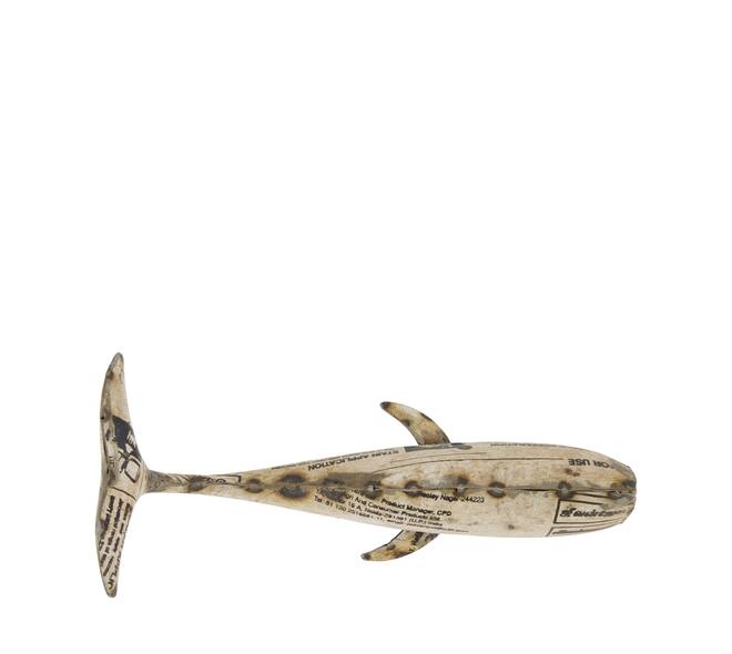 Statue whale metal 28x11x15cm - White