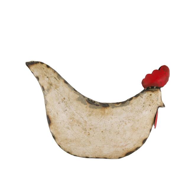 Statue chicken metal 37x13x25cm - White
