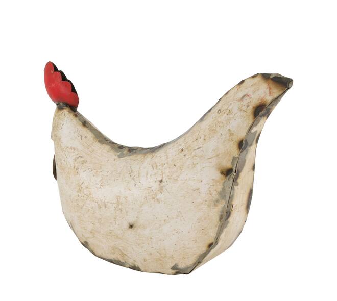 Statue chicken metal 37x13x25cm - White