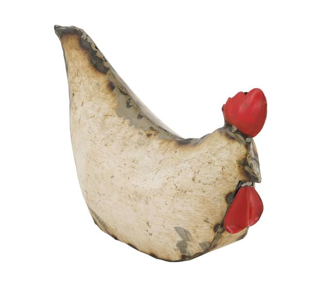 Statue chicken metal 26x8x17cm - White