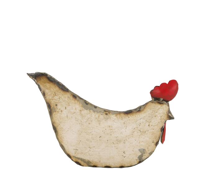 Statue chicken metal 26x8x17cm - White
