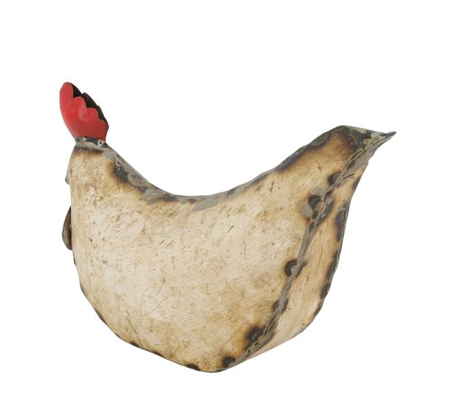 Statue chicken metal 26x8x17cm - White
