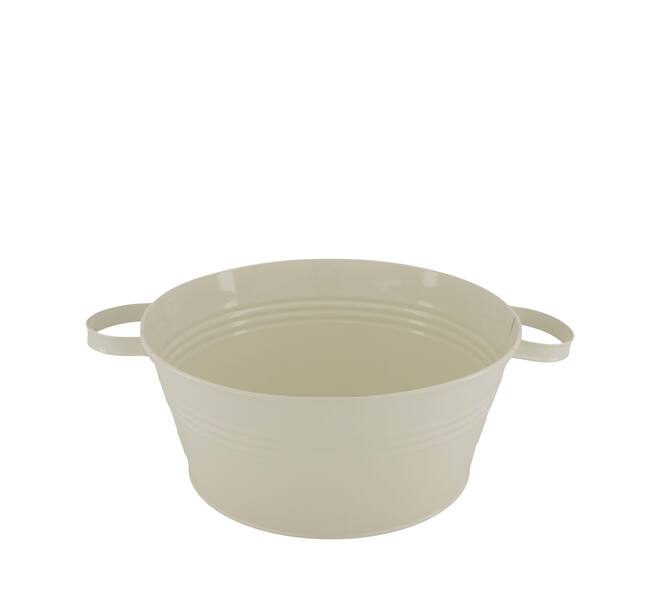 Bowl round metal with handle 37x28x12.5cm - Cream