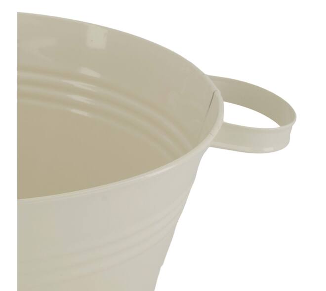 Bowl round metal with handle 37x28x12.5cm - Cream