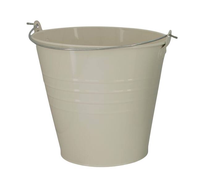 Bucket round metal with handle 24x24x22cm - Cream