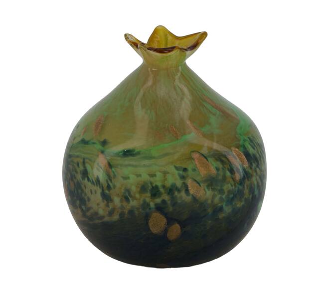Statue pomegranate glass 12x12x13cm - Green