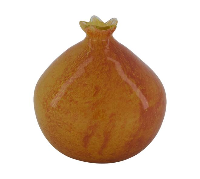 Statue pomegranate glass 12x12x13cm - Orange