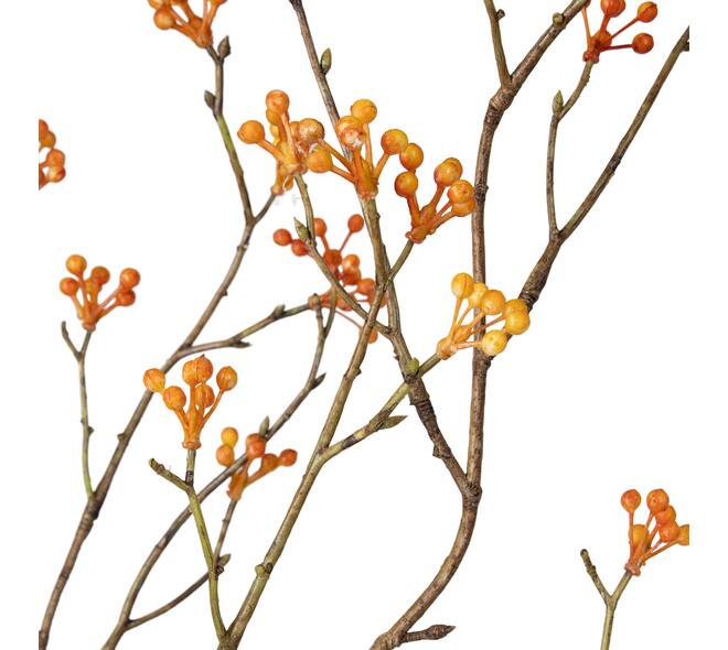 Branch berry spray artificial 100x30x5cm - Orange
