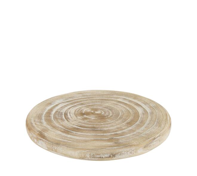Tray round paulownia wood 33x33x3cm - White