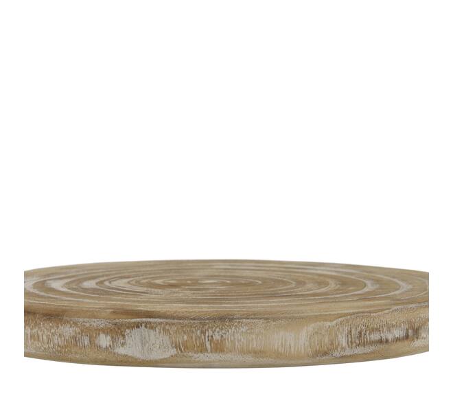 Tray round paulownia wood 33x33x3cm - White