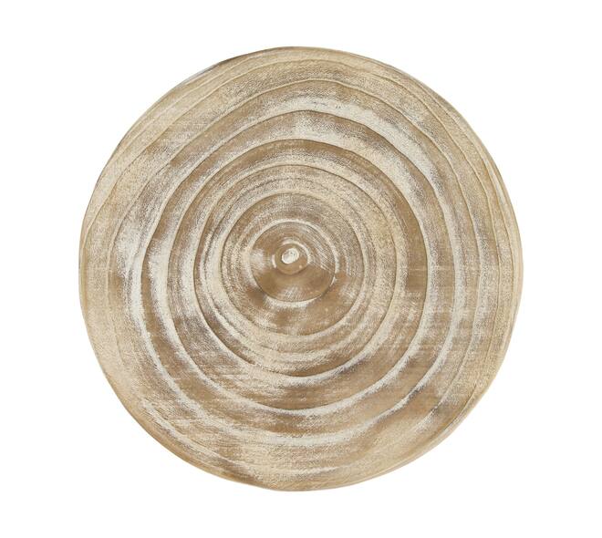 Tray round paulownia wood 33x33x3cm - White