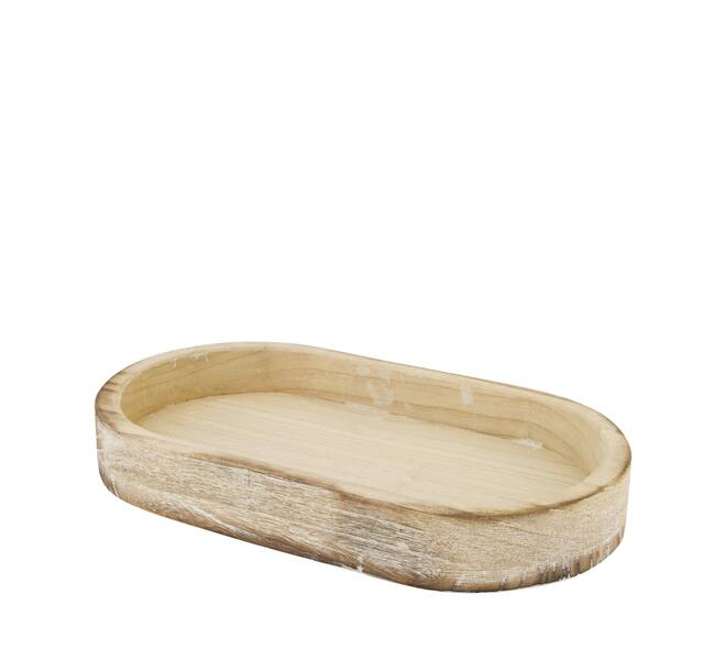 Bowl oval paulownia wood 36x20x5cm - White