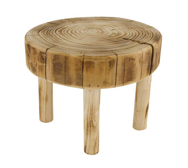 Tray round reclaimed wood on feet 25x25x20cm - Natural
