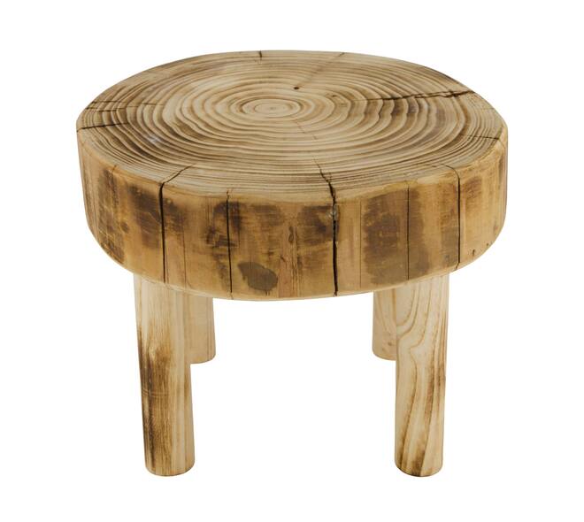 Tray round reclaimed wood on feet 25x25x20cm - Natural