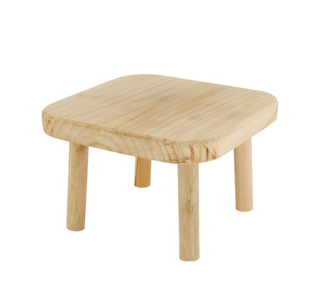 Tray square reclaimed wood on feet 20x20x13cm - Natural