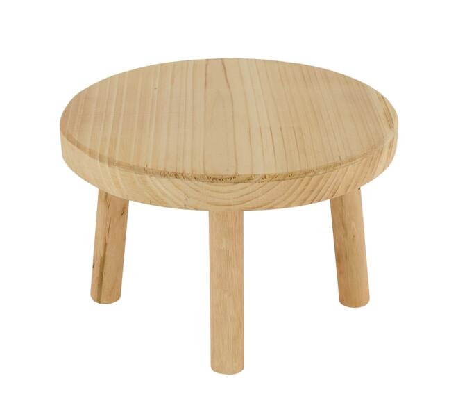 Tray round reclaimed wood on feet 20x20x13cm - Natural
