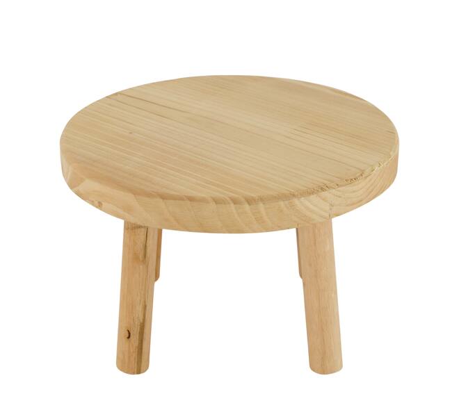 Tray round reclaimed wood on feet 20x20x13cm - Natural