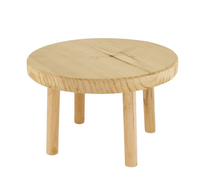 Tray round reclaimed wood on feet 24x24x15cm - Natural