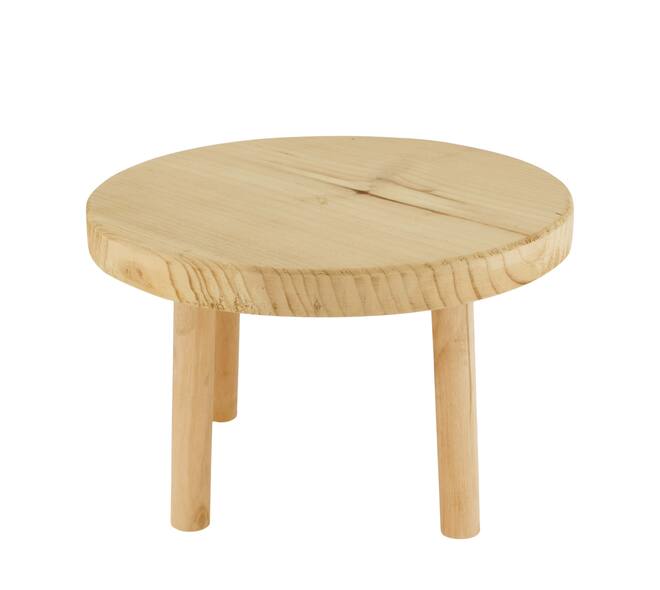 Tray round reclaimed wood on feet 24x24x15cm - Natural