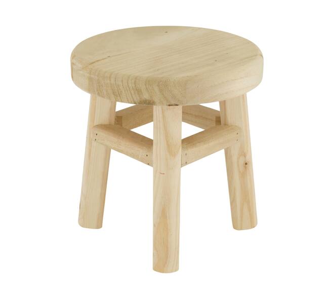 Tray round fir wood on feet 19x19x20cm - Natural