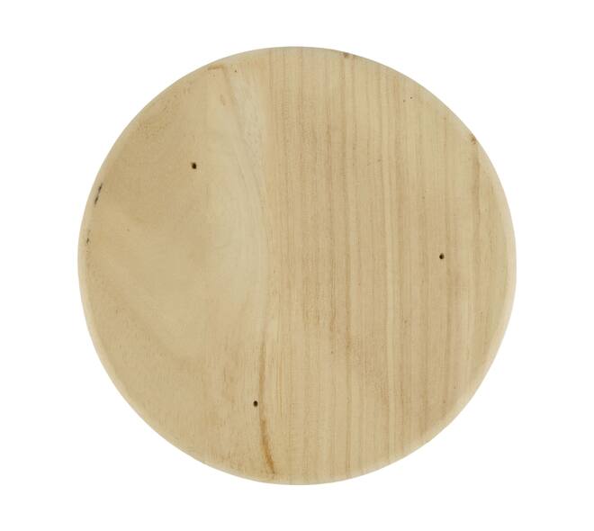 Tray round fir wood on feet 19x19x20cm - Natural