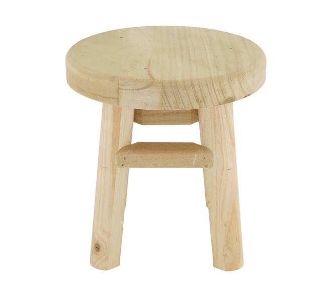 Tray round fir wood on feet 19x19x20cm - Natural