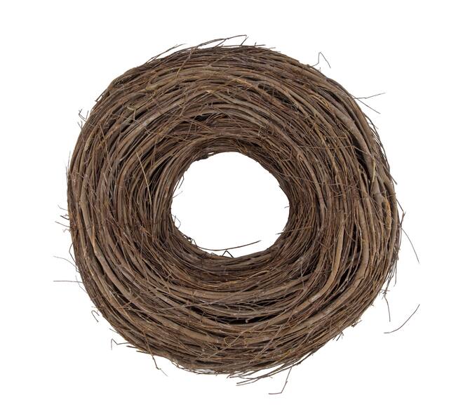 Wreath round willow wood 38x38x12cm - White