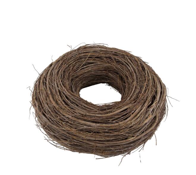 Wreath round willow wood 38x38x12cm - White