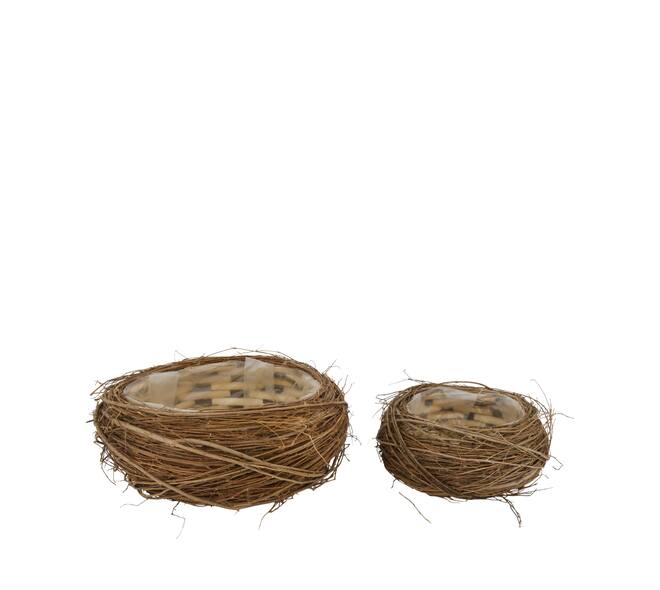 Basket round willow wood with plastic 32x32x13cm S2 - Natural
