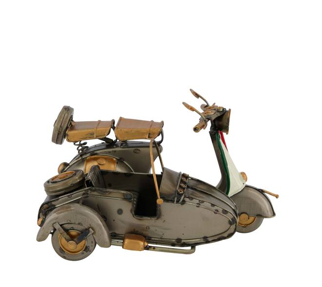 Figurine motorcycle with sidecar metal 17x14x11cm