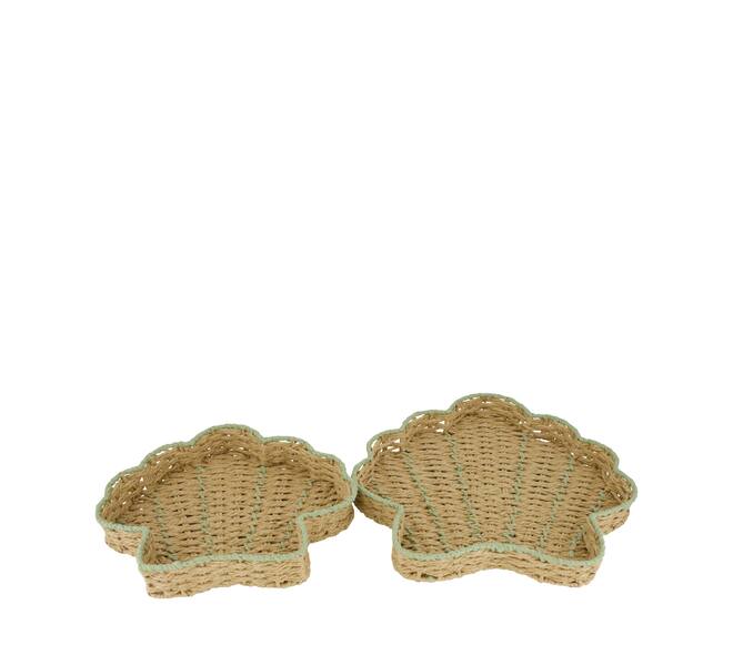Tray shell paper rope 38x38x4.5cm S/2