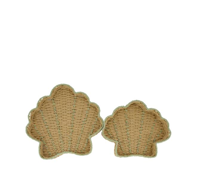 Tray shell paper rope 38x38x4.5cm S/2