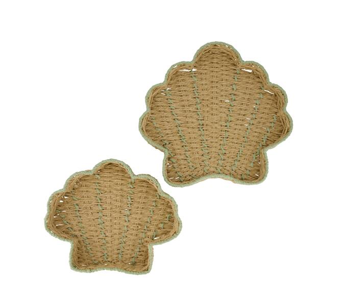 Tray shell paper rope 38x38x4.5cm S/2