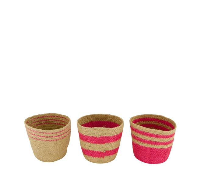Planter paper rope with plastic 12x12x11cm A3 - Pink