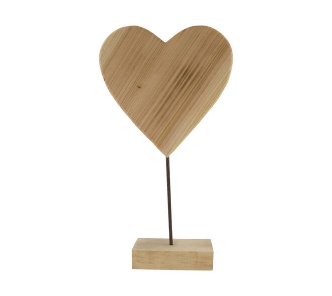 Heart fir wood on stand 30x30x54cm KD - Natural