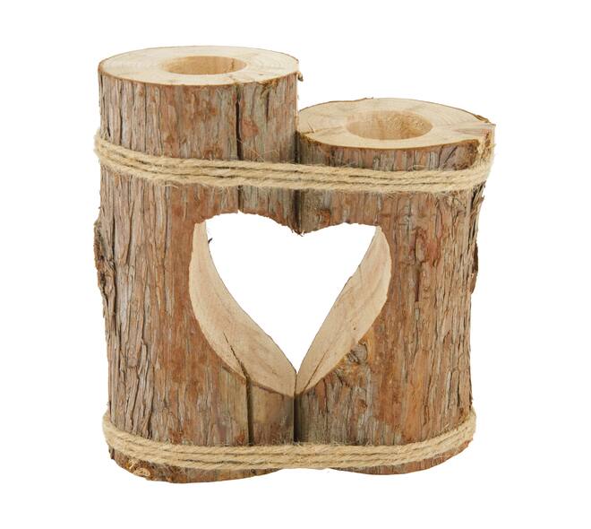 Dinnercandle holder heart camphor wood 18x18x22.5cm