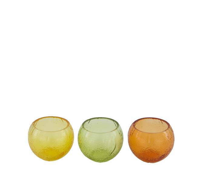 Tealight holder lemon glass 8.4x8.4x6.6cm C3 - Multi