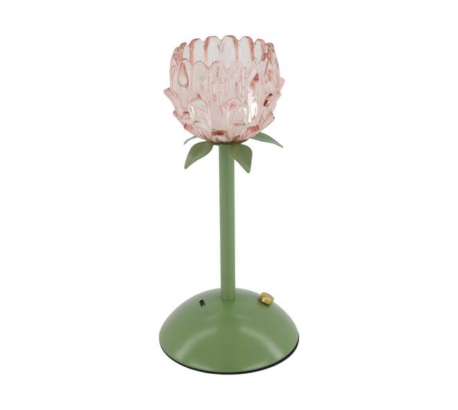 Table lamp rechargeable incl. cable glass 10.8x10.8x23cm - Pink