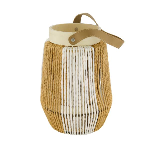 Lantern round paper rope with glass 18x18x25cm - Natural