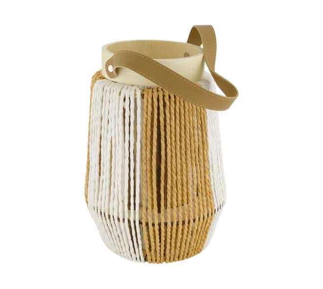 Lantern round paper rope with glass 18x18x25cm - Natural