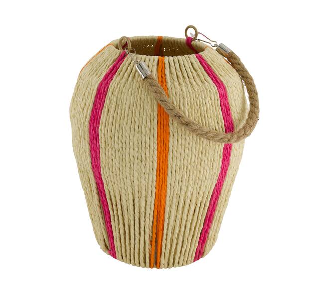 Lantern round paper rope with glass 22x22x26cm - Natural