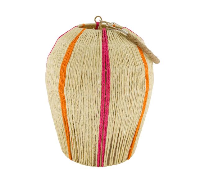 Lantern round paper rope with glass 27x27x33cm