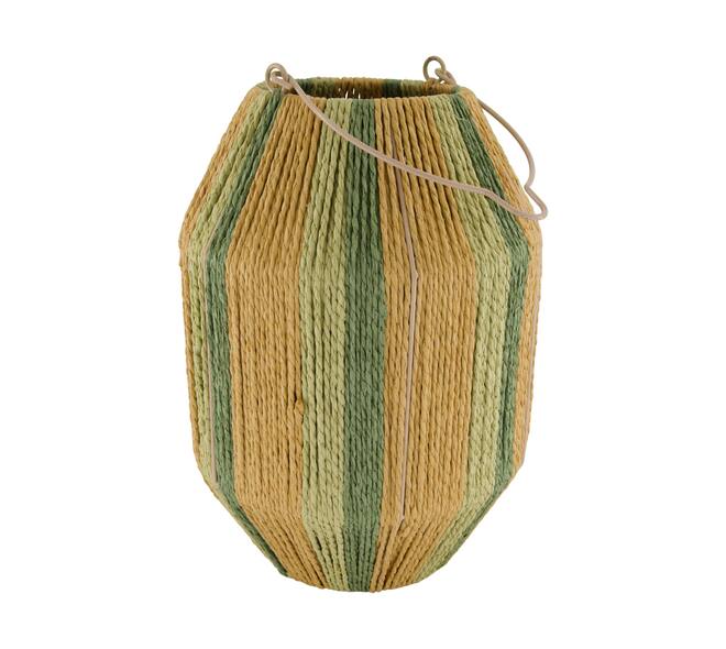 Lantern round paper rope with glass 24x24x34cm - Natural