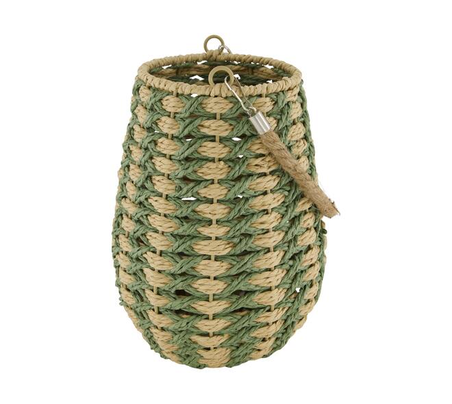 Lantern round paper rope with glass 19x19x26cm - Natural