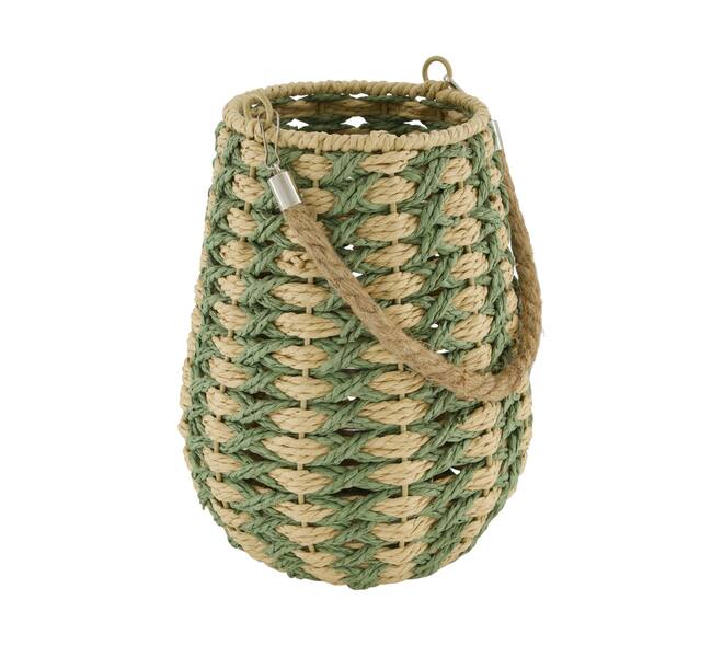 Lantern round paper rope with glass 19x19x26cm - Natural