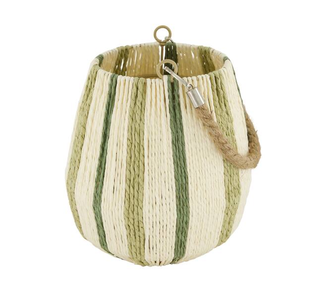 Lantern round paper rope with glass 19x19x21cm - Natural