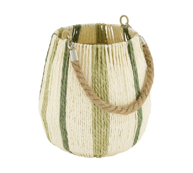 Lantern round paper rope with glass 19x19x21cm - Natural