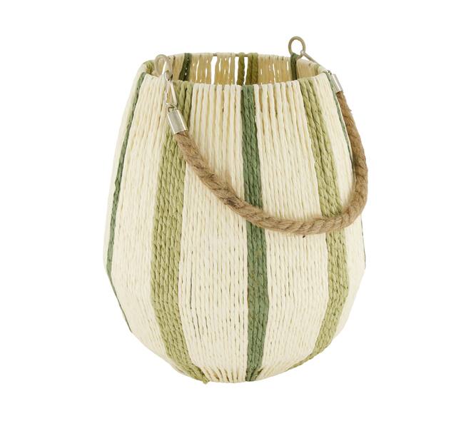 Lantern round paper rope with glass 24x24x27cm - Natural